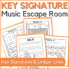 key signature and ledger line note names music escape room - haunted mansion story theme