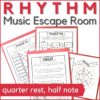 Rhythm Music Escape Room for quarter rest and half note - image of page from the Pirate themed music game