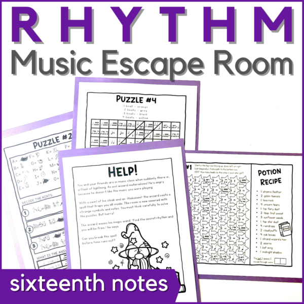 Rhythm Music Escape Room for sixteenth notes