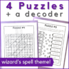 This music rhythm escape room includes 4 puzzles and a decoder with a wizard's spell theme.