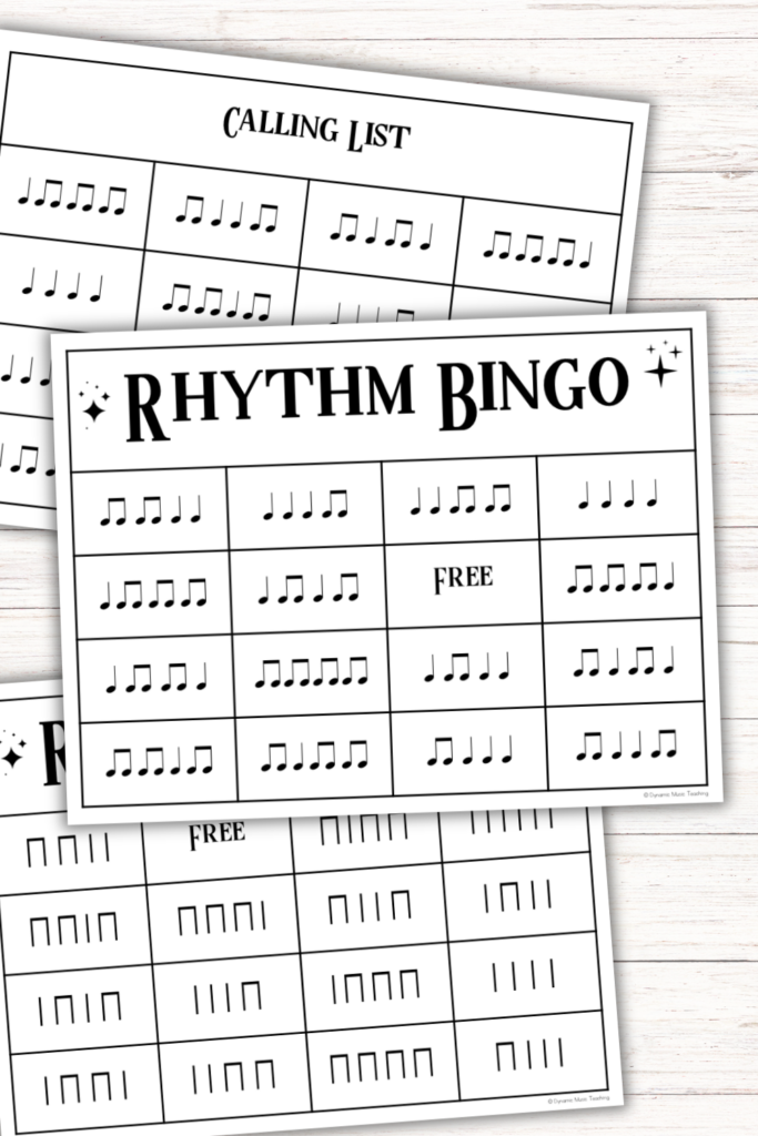 printable rhythm bingo cards for quarter and eighth notes - ta and ti-ti